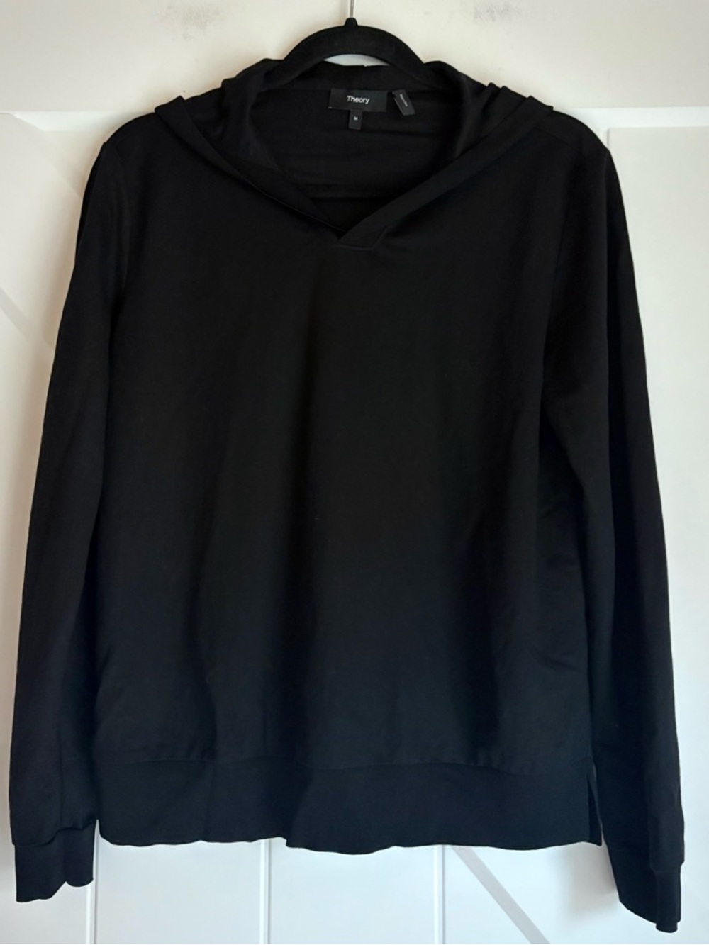 Women’s Theory Black Minimalist Hooded Pullover Hoodie Lightweight Breathable M